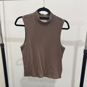 Madewell Ribbed Sleeveless Top in Brown